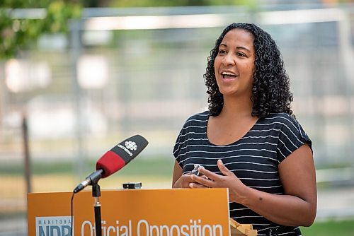 ALEX LUPUL / WINNIPEG FREE PRESS  

Kathy Heppmer, parent, speaks outside of Riverview School in Winnipeg on Tuesday, July, 27, 2021.

Reporter: Carol Sanders