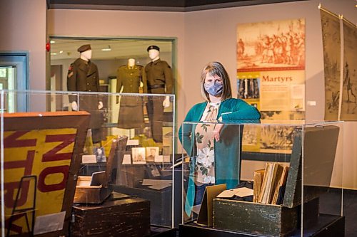 MIKAELA MACKENZIE / WINNIPEG FREE PRESS
Andrea Klassen, curator of the Mennonites at War exhibit, poses for a portrait at the Mennonite Heritage Village Museum in Steinbach on Tuesday, July 27, 2021. For Brenda story.
Winnipeg Free Press 2021.