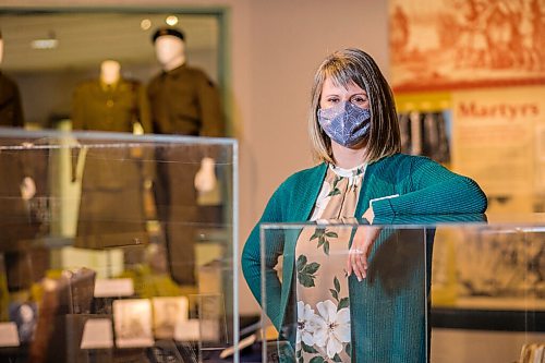 MIKAELA MACKENZIE / WINNIPEG FREE PRESS
Andrea Klassen, curator of the Mennonites at War exhibit, poses for a portrait at the Mennonite Heritage Village Museum in Steinbach on Tuesday, July 27, 2021. For Brenda story.
Winnipeg Free Press 2021.