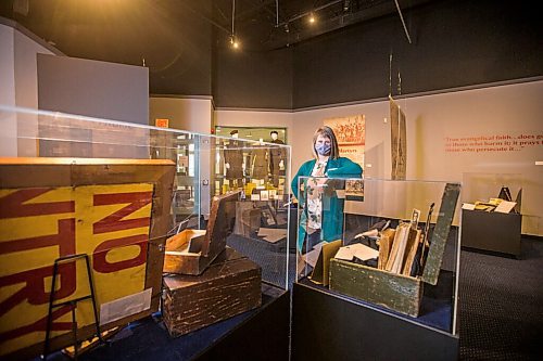 MIKAELA MACKENZIE / WINNIPEG FREE PRESS
Andrea Klassen, curator of the Mennonites at War exhibit, poses for a portrait at the Mennonite Heritage Village Museum in Steinbach on Tuesday, July 27, 2021. For Brenda story.
Winnipeg Free Press 2021.