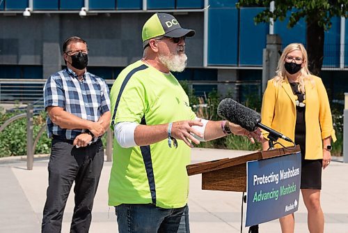 ALEX LUPUL / WINNIPEG FREE PRESS
Mitch Bourbonniere, community outreach liason, Downtown Community Safety Partnership (DCSP), is photographed during a press conference, providing a one-year update on Downtown Community Safety Partnership, at Millennium Library Park in Winnipeg on Tuesday, July, 27, 2021.