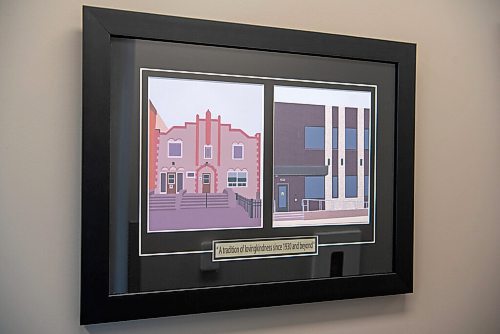ALEX LUPUL / WINNIPEG FREE PRESS  

Framed illustrations of the Chesed Shel Emes funeral chapel's original and current design are photographed on Thursday, July, 29, 2021.