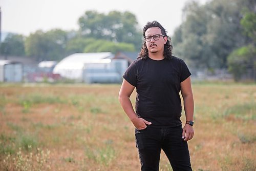 MIKAELA MACKENZIE / WINNIPEG FREE PRESS

Darian McKinney poses for a portrait on the site of the St. Boniface Industrial School (this would have been the back yard area behind the school) in Winnipeg on Thursday, July 29, 2021. For Dylan story.
Winnipeg Free Press 2021.