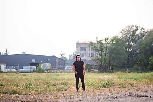 MIKAELA MACKENZIE / WINNIPEG FREE PRESS

Darian McKinney poses for a portrait on the site of the St. Boniface Industrial School (this would have been the back yard area behind the school) in Winnipeg on Thursday, July 29, 2021. For Dylan story.
Winnipeg Free Press 2021.