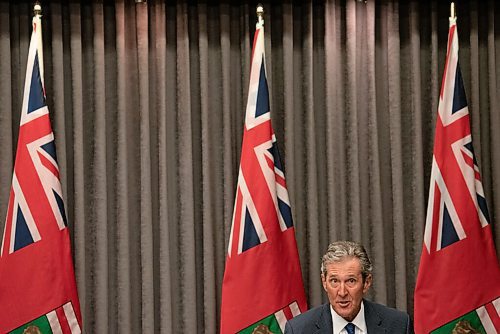 ALEX LUPUL / WINNIPEG FREE PRESS

Premier Brian Pallister is photographed during a press conference at the Legislative Building in Winnipeg on Tuesday, August 3, 2021. The premier announced looser restrictions for Manitobans.