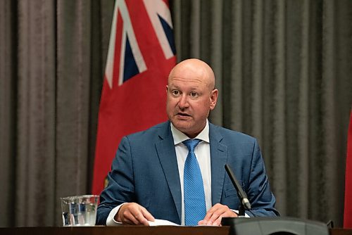 ALEX LUPUL / WINNIPEG FREE PRESS

Dr. Brent Roussin, chief provincial public health officer, is photographed during a press conference at the Legislative Building in Winnipeg on Tuesday, August 3, 2021, announcing looser COVID-19 restrictions for Manitobans.