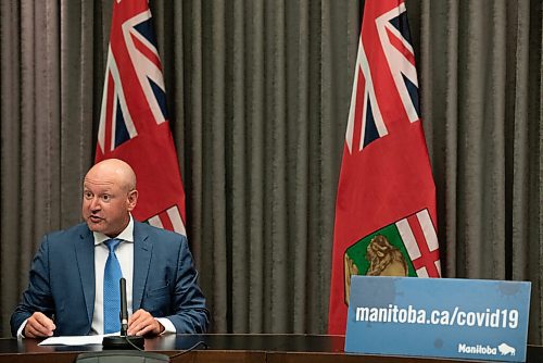 ALEX LUPUL / WINNIPEG FREE PRESS

Dr. Brent Roussin, chief provincial public health officer, is photographed during a press conference at the Legislative Building in Winnipeg on Tuesday, August 3, 2021, announcing looser COVID-19 restrictions for Manitobans.