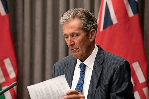 ALEX LUPUL / WINNIPEG FREE PRESS

Premier Brian Pallister is photographed during a press conference at the Legislative Building in Winnipeg on Tuesday, August 3, 2021. The premier announced looser restrictions for Manitobans.