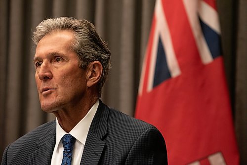 ALEX LUPUL / WINNIPEG FREE PRESS

Premier Brian Pallister is photographed during a press conference at the Legislative Building in Winnipeg on Tuesday, August 3, 2021. The premier announced looser restrictions for Manitobans.