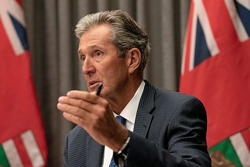 ALEX LUPUL / WINNIPEG FREE PRESS

Premier Brian Pallister is photographed during a press conference at the Legislative Building in Winnipeg on Tuesday, August 3, 2021. The premier announced looser restrictions for Manitobans.