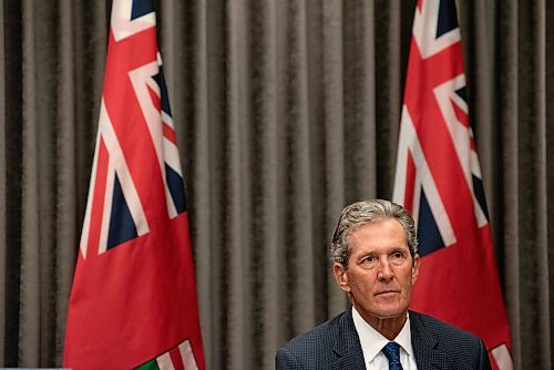 ALEX LUPUL / WINNIPEG FREE PRESS

Premier Brian Pallister is photographed during a press conference at the Legislative Building in Winnipeg on Tuesday, August 3, 2021. The premier announced looser restrictions for Manitobans.