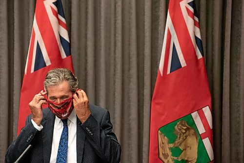 ALEX LUPUL / WINNIPEG FREE PRESS

Premier Brian Pallister is photographed during a press conference at the Legislative Building in Winnipeg on Tuesday, August 3, 2021. The premier announced looser restrictions for Manitobans.