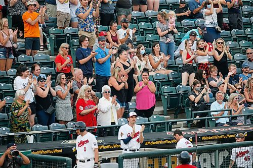 JOHN WOODS / WINNIPEG FREE PRESS
Fans at Winnipeg Goldeyes game against the Sioux City Explorers Tuesday, August 3, 2021. 

Reporter: SAwtzky