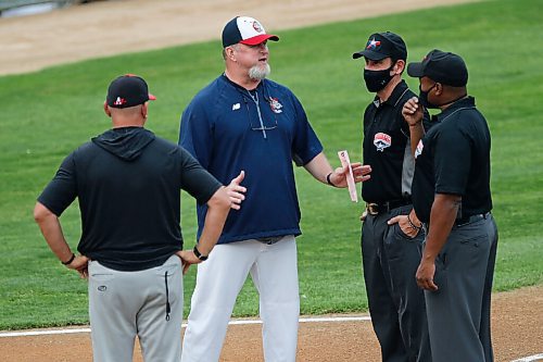 JOHN WOODS / WINNIPEG FREE PRESS
Rick Forney, head coach, at Winnipeg Goldeyes game against the Sioux City Explorers Tuesday, August 3, 2021. 

Reporter: SAwtzky