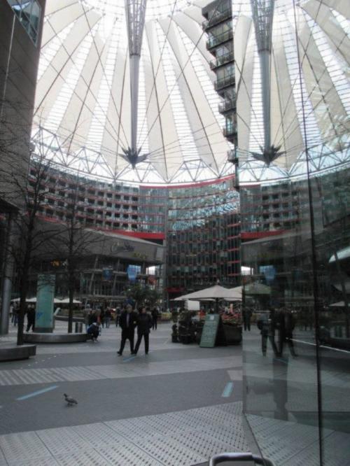 Photo's of Berlin sent in by Gerald Flood, April 20, 2010 Courtyard in Sony Center is protected by suspended pinwheel glass umbrella. winnipeg free press
