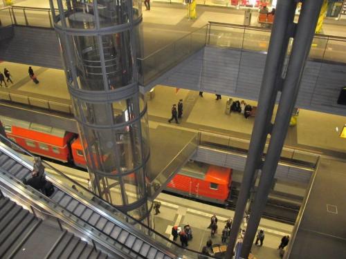 Photo's of Berlin sent in by Gerald Flood, April 20, 2010 Open spaces that allow views of train tracks below and above in futuristic Hauptbahnhof train station in Berlin can also induce vertigo. winnipeg free press