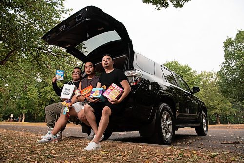 ALEX LUPUL / WINNIPEG FREE PRESS  

From left, Joel, Jeremy and Jason Revereza, the three brothers behind the Winnipeg company Snack Bros WPG, which offers exclusive and exotic snacks, are photographed on Tuesday, August 3, 2021.