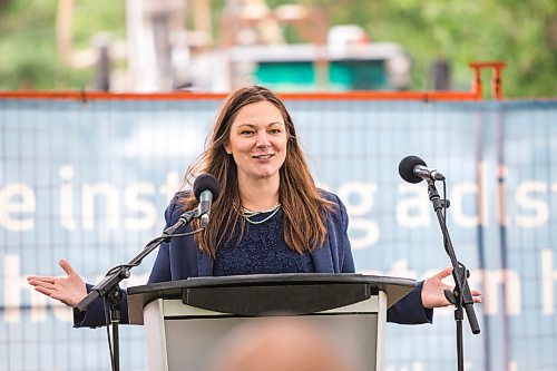 MIKAELA MACKENZIE / WINNIPEG FREE PRESS

City councillor Sherri Rollins speaks at a funding announcement for Railside at The Forks development in Winnipeg on Thursday, Aug. 5, 2021. For Cody story.
Winnipeg Free Press 2021.