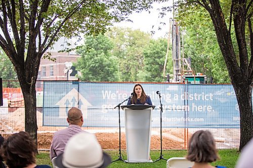 MIKAELA MACKENZIE / WINNIPEG FREE PRESS

City councillor Sherri Rollins speaks at a funding announcement for Railside at The Forks development in Winnipeg on Thursday, Aug. 5, 2021. For Cody story.
Winnipeg Free Press 2021.