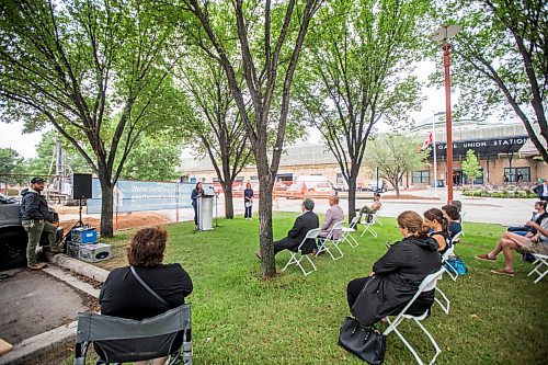 MIKAELA MACKENZIE / WINNIPEG FREE PRESS

City councillor Sherri Rollins speaks at a funding announcement for Railside at The Forks development in Winnipeg on Thursday, Aug. 5, 2021. For Cody story.
Winnipeg Free Press 2021.