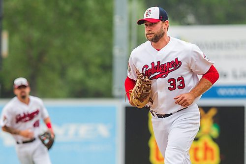 MIKAELA MACKENZIE / WINNIPEG FREE PRESS

Goldeyes first baseman Kyle Martin plays in a game against Sioux City at Shaw Park in Winnipeg on Thursday, Aug. 5, 2021. For Mike Sawatzky story.
Winnipeg Free Press 2021.