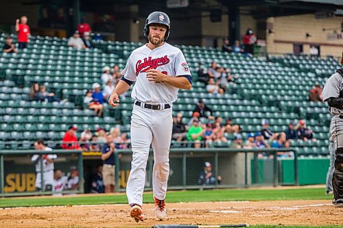 MIKAELA MACKENZIE / WINNIPEG FREE PRESS

Goldeyes outfielder Max Murphy easily runs home in a game against Sioux City at Shaw Park in Winnipeg on Thursday, Aug. 5, 2021. For Mike Sawatzky story.
Winnipeg Free Press 2021.