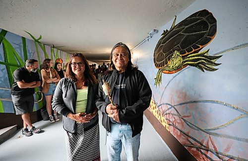 RUTH BONNEVILLE / WINNIPEG FREE PRESS

LOCAL - Fermor Tunnel Mural 

Rolling River First Nation Jeannie Whitebird and Peter Atkinso, elder from ROSEAU RIVER ANISHINABE FIRST NATION, provided teaching and blessing for the the newly painted tunnel under Fermor Ave. at the press conference Thursday.  


Aug 5 2021
