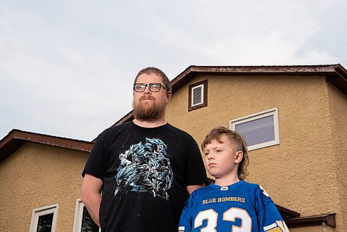 ALEX LUPUL / WINNIPEG FREE PRESS  

Leigh Phillips and his son Keenan are photographed outside of the family's Winnipeg home on Friday, August 6, 2021. Leigh is frustrated with the province's back-to-school plan, which he says completely disregards families with children who cannot be vaccinated or have underlying health conditions.

Reporter: Maggie Macintosh