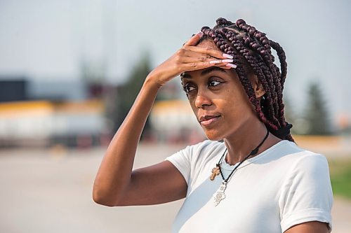 MIKAELA MACKENZIE / WINNIPEG FREE PRESS

Tewedaje Asele speaks to the Free Press after crossing into Canada on the first day the border re-opened to fully vaccinated folks from the United States at Emerson on Monday, Aug. 9, 2021. For Gabby story.
Winnipeg Free Press 2021.