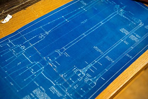 ALEX LUPUL / WINNIPEG FREE PRESS  

A blueprint for a semaphore signal is photographed in the refrigeration car that serves as the Winnipeg Railway Museum's archives on Monday, August 9, 2021.