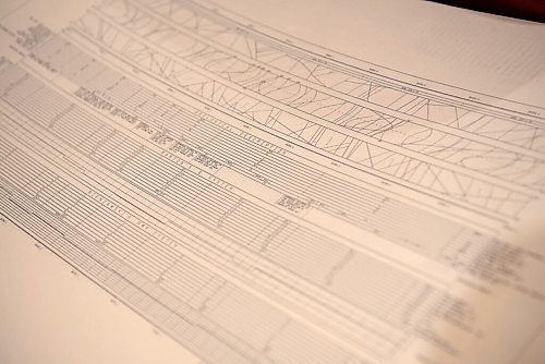 ALEX LUPUL / WINNIPEG FREE PRESS  

Rogers Pass engineering drawings are photographed in the Winnipeg Railway Museum on Monday, August 9, 2021.