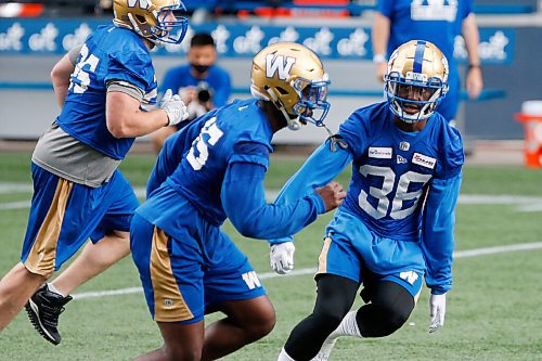 JOHN WOODS / WINNIPEG FREE PRESS
Winnipeg Blue Bombers Jontrell Rocquemore (36) at practice in Winnipeg Tuesday, August 10, 2021. 
