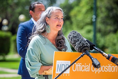 MIKAELA MACKENZIE / WINNIPEG FREE PRESS

NDP MLA Nahanni Fontaine speaks to the media behind the Manitoba Legislative Building in Winnipeg on Wednesday, Aug. 11, 2021. For Joyanne/Maggie story.
Winnipeg Free Press 2021.