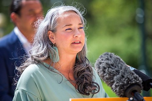 MIKAELA MACKENZIE / WINNIPEG FREE PRESS

NDP MLA Nahanni Fontaine speaks to the media behind the Manitoba Legislative Building in Winnipeg on Wednesday, Aug. 11, 2021. For Joyanne/Maggie story.
Winnipeg Free Press 2021.