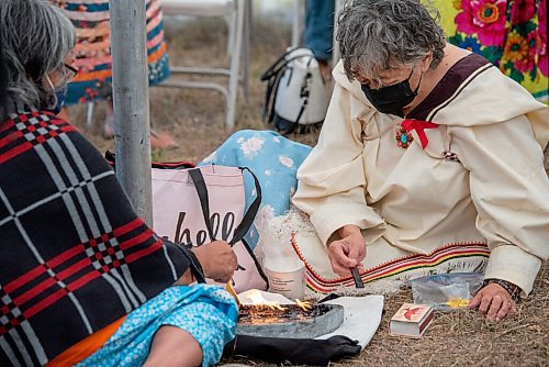 ALEX LUPUL / WINNIPEG FREE PRESS  

A qulliq is lit at a land blessing ceremony for the future home of the National Centre for Truth and Reconciliation in Winnipeg on Thursday, August 12, 2021.

Reporter: Cody Sellar