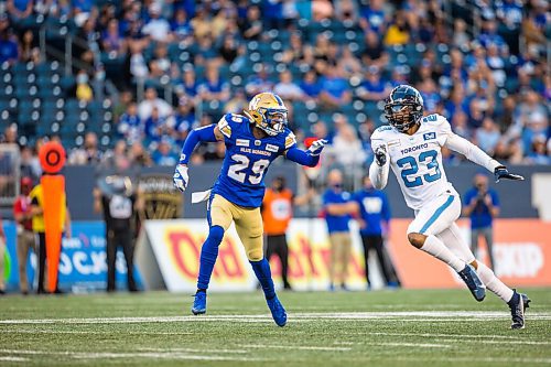 MIKAELA MACKENZIE / WINNIPEG FREE PRESS

The Winnipeg Blue Bombers face the Toronto Argonauts at IG Field in Winnipeg on Friday, Aug. 13, 2021. For --- story.
Winnipeg Free Press 2021.