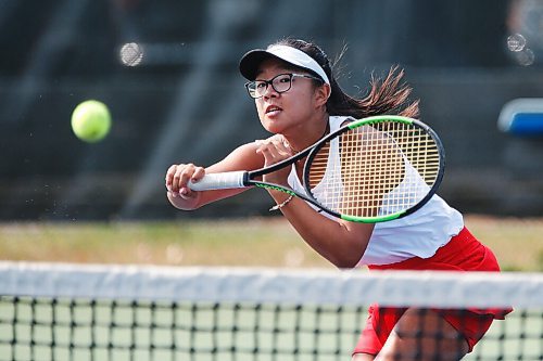 JOHN WOODS / WINNIPEG FREE PRESS
Aurora Ling plays in final of the Manitoba Open against  Jeslyn Peng at the Kildonan Tennis Club in Winnipeg Sunday, August 15, 2021. 

Reporter: Bernacki