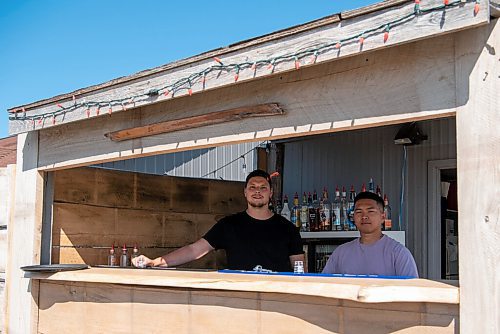 ALEX LUPUL / WINNIPEG FREE PRESS  

From left, Eli Desautels and Amun Mayol are photographed at Springhill Winter Park's beer garden on August 13, 2021. 

Reporter: Eva Wasney