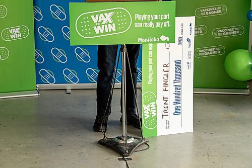 ALEX LUPUL / WINNIPEG FREE PRESS  

Trent Fingler, one of the Vax to Win Lottery winners, is photographed at the Leila Avenue vaccination site on August 17, 2021.