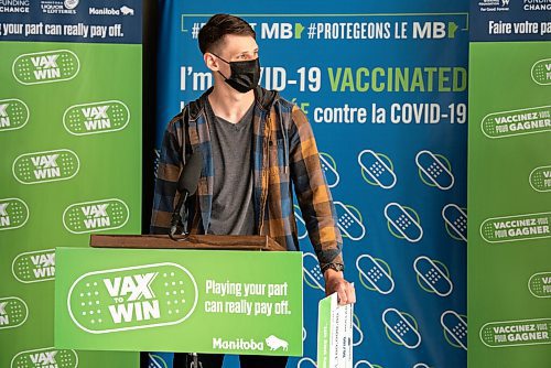 ALEX LUPUL / WINNIPEG FREE PRESS  

Trent Fingler, one of the Vax to Win Lottery winners, is photographed at the Leila Avenue vaccination site on August 17, 2021.