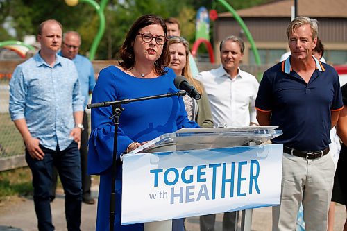 JOHN WOODS / WINNIPEG FREE PRESS
PC MLA Heather Stefanson speaks at a press conference at South Winnipeg Community Centre in Winnipeg Wednesday, August 18, 2021. Stefanson announced that she will be running to be premier and leader of the Manitoba PC party.

Reporter: ?