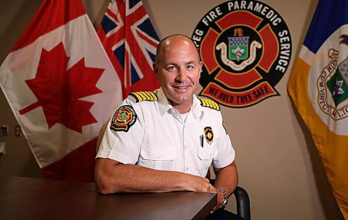 RUTH BONNEVILLE / WINNIPEG FREE PRESS

local - portrait of new fire chief

Portrait of  new WFPS Chief Christian Schmidt, who is doing interviews related to his promotion to lead the WFPS., taken inside and outside the WFPS Headquarters at  185 King street.  


Aug 18th, 2021
