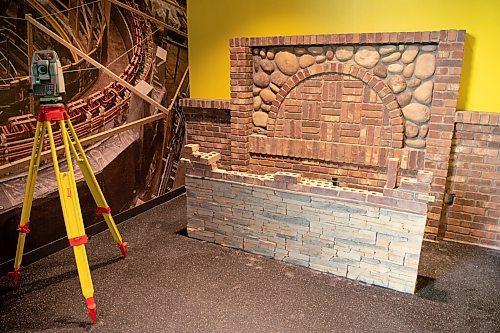 ALEX LUPUL / WINNIPEG FREE PRESS  

Bricklaying is showcased in Manitoba Building Trades Institute's Try The Trades exhibition hall. The hall introduces students to various trades through displays and hands on experiences.