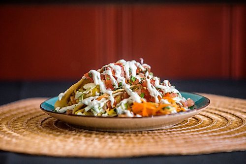 MIKAELA MACKENZIE / WINNIPEG FREE PRESS

Ackee and salted cod tacos at Gladys Caribbean Kitchen in Winnipeg on Thursday, Aug. 19, 2021. For --- story.
Winnipeg Free Press 2021.