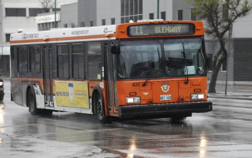 BORIS.MINKEVICH@FREEPRESS.MB.CA  100429 BORIS MINKEVICH / WINNIPEG FREE PRESS A New Flyer bus in Winnipeg.