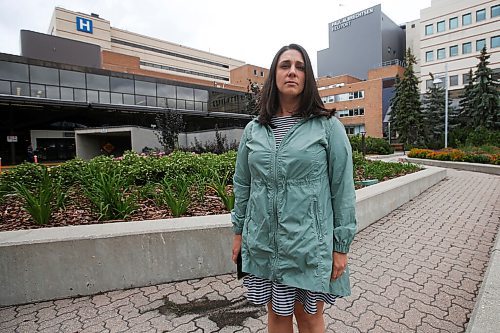JOHN WOODS / WINNIPEG FREE PRESS
Sabrina Foxworthy, who is photographed outside the HSC in Winnipeg Monday, August 23, 2021, is concerned about a hospital policy that says people can not visit their relatives or loved ones if there is an unvaccinated person in their room. Her mother could not visit her sister because of an unvaccinated person in the room.

Reporter: Durrani