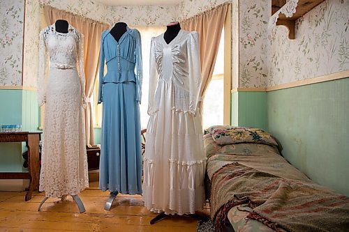 ALEX LUPUL / WINNIPEG FREE PRESS  

Dresses which are part of the Great Depression & War Collection are photographed in Hazel Cottage at The Nellie McClung Heritage Site in Manitou on August, 23, 2021. The I DO Exhibit celebrates the 125th wedding anniversary of Wes and Nellie McClung. Nellie McClung was a pioneer teacher, author, suffragist, social reformer, lecturer and legislator