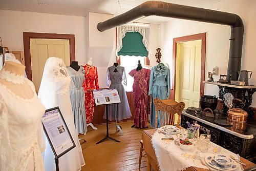 ALEX LUPUL / WINNIPEG FREE PRESS  

Wedding dresses that are a part of the 1970s and Prism Collections are photographed in McClung House at The Nellie McClung Heritage Site in Manitou on August, 23, 2021. The I DO Exhibit celebrates the 125th wedding anniversary of Wes and Nellie McClung. Nellie McClung was a pioneer teacher, author, suffragist, social reformer, lecturer and legislator