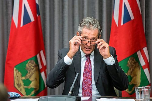 MIKAELA MACKENZIE / WINNIPEG FREE PRESS

Premier Brian Pallister speaks at a press conference at the Manitoba Legislative Building in Winnipeg on Tuesday, Aug. 24, 2021. For --- story.
Winnipeg Free Press 2021.