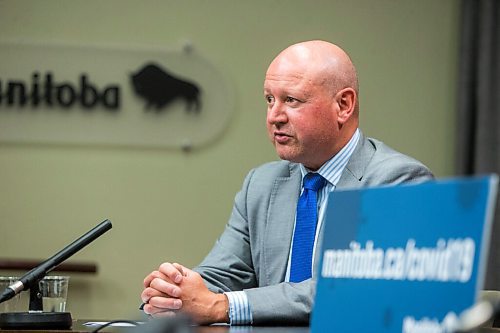 MIKAELA MACKENZIE / WINNIPEG FREE PRESS

Chief provincial public health officer Dr. Brent Roussin speaks at a press conference at the Manitoba Legislative Building in Winnipeg on Tuesday, Aug. 24, 2021. For --- story.
Winnipeg Free Press 2021.